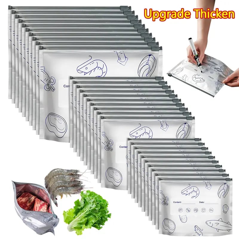 🔥 2026 New | 60% OFF Today! 🔥 30pcs Reusable Vacuum Zip Foil Food Storage Bags