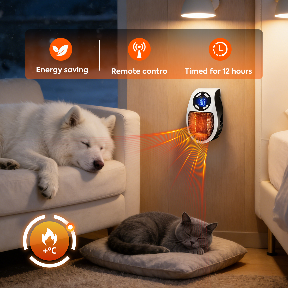 🔥 60% OFF Today – Wall Outlet Space Heater with LED Display