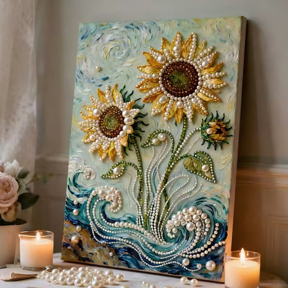 🔥 Last Day 60% OFF! 🌻 DIY Pearl Sunflower Art Kit (40×50cm)