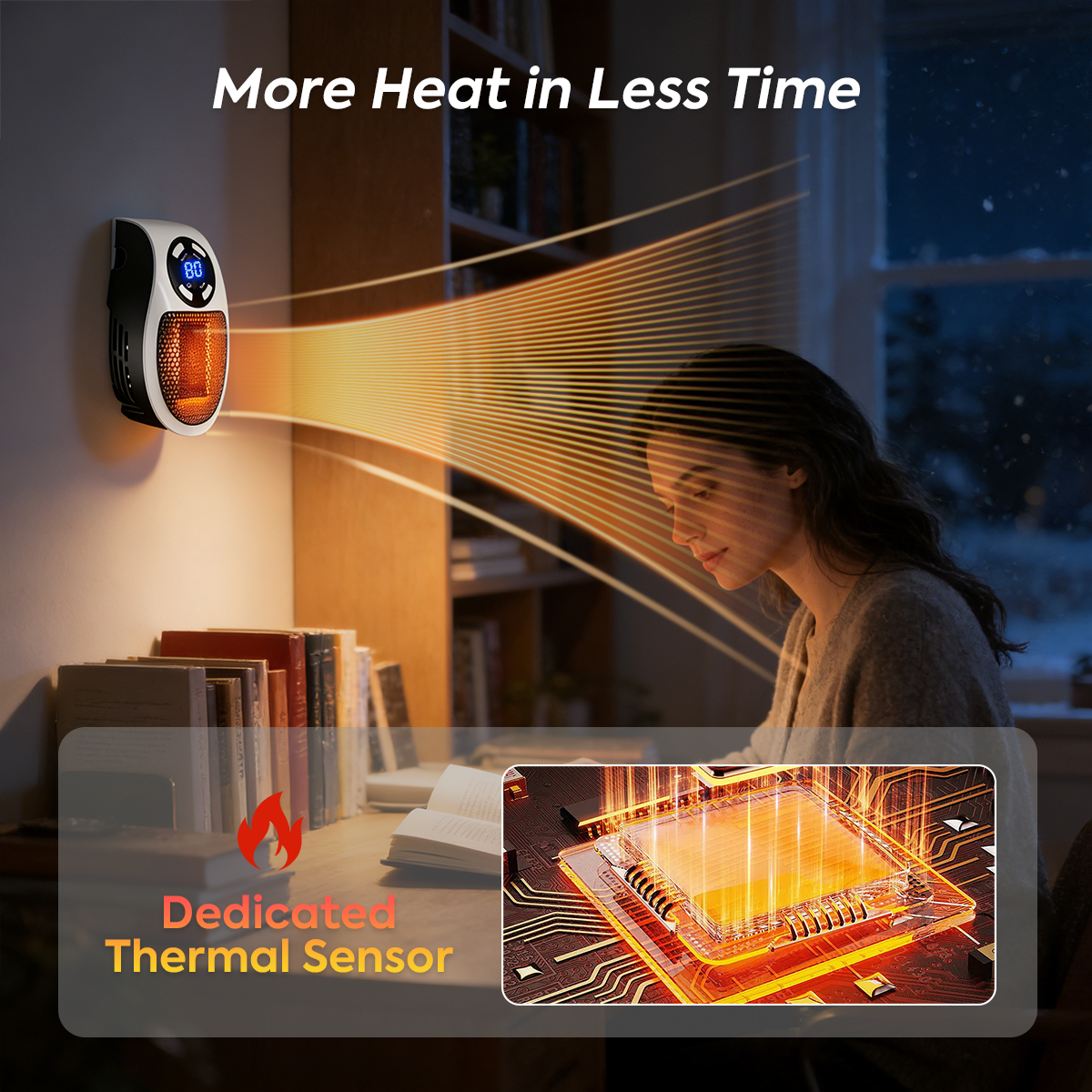 🔥 60% OFF Today – Wall Outlet Space Heater with LED Display