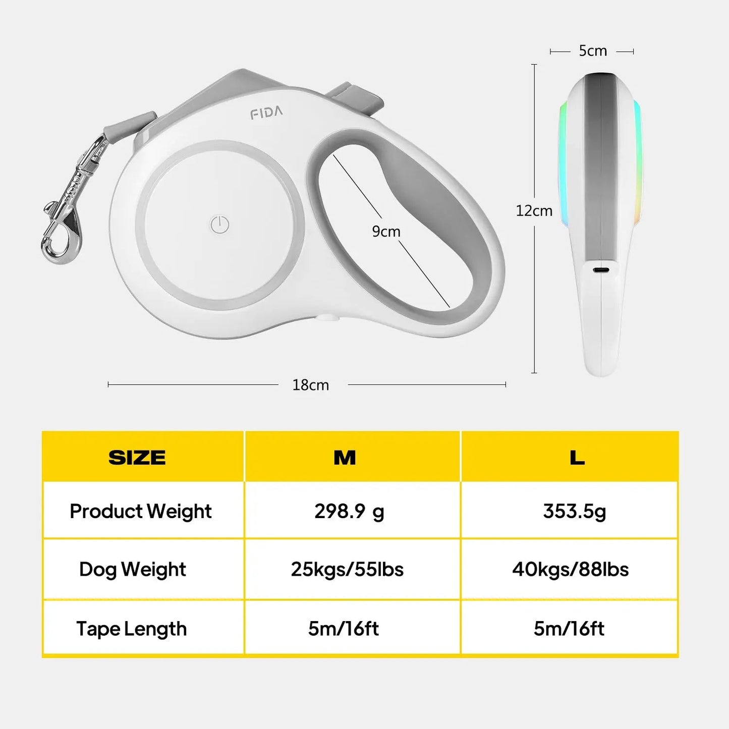 🔥 60% OFF Today! FIDA LED lighted retractable dog leash. Safer night walks.