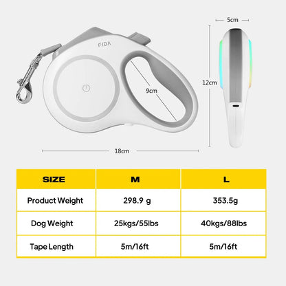 🔥 60% OFF Today! FIDA LED lighted retractable dog leash. Safer night walks.