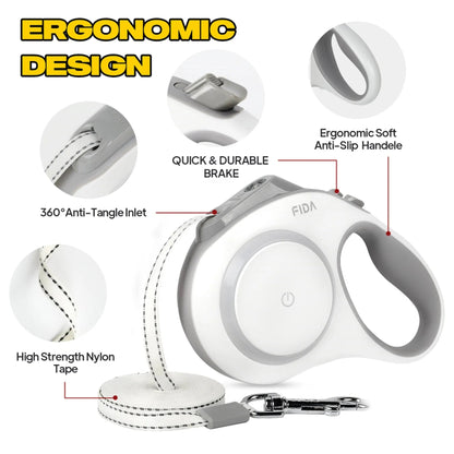 🔥 60% OFF Today! FIDA LED lighted retractable dog leash. Safer night walks.