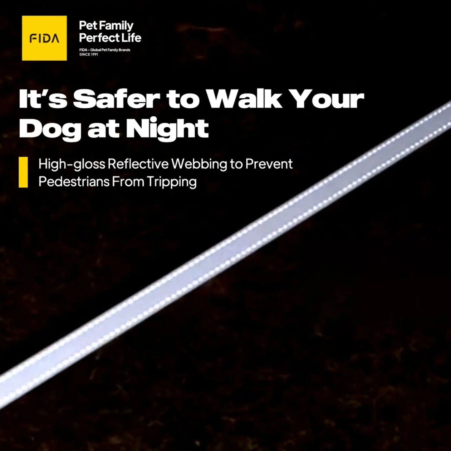 🔥 60% OFF Today! FIDA LED lighted retractable dog leash. Safer night walks.